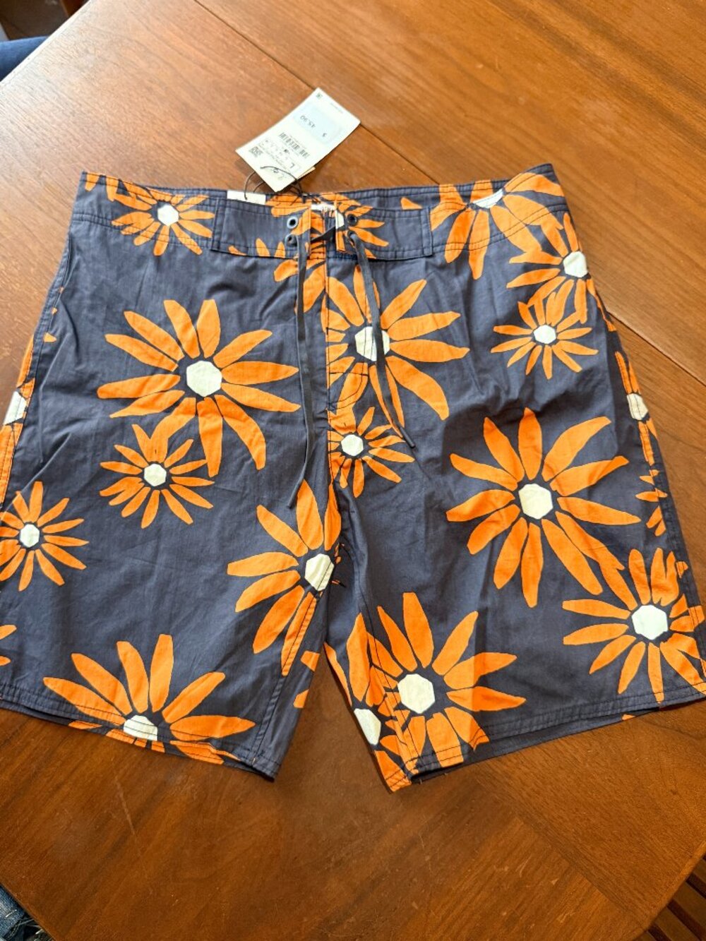 Zara Youth Boys Vibrant Blue Orange Floral Board Shorts Swim Trunks NWT Large